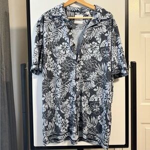 Caribbean floral button shirt blue